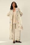 Buy_Payal Pratap_Beige Linen Embroidery Pants _at_Aza_Fashions