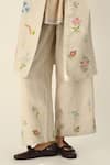Buy_Payal Pratap_Beige Linen Embroidery Pants _Online_at_Aza_Fashions