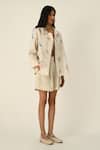 Payal Pratap_Beige Embroidery Collared Ambridge Double Breasted Jacket _Online_at_Aza_Fashions