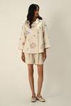Buy_Payal Pratap_Beige Embroidery Collared Ambridge Double Breasted Jacket _at_Aza_Fashions