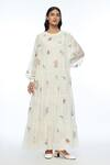 Buy_Payal Pratap_Ivory Cotton, Silk Embroidery Round Neck Forrestiana Tiered Maxi Dress _at_Aza_Fashions