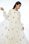 Buy_Payal Pratap_Ivory Cotton, Silk Embroidery Round Neck Forrestiana Tiered Maxi Dress _Online_at_Aza_Fashions