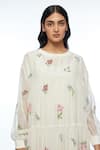 Shop_Payal Pratap_Ivory Cotton, Silk Embroidery Round Neck Forrestiana Tiered Maxi Dress _Online_at_Aza_Fashions