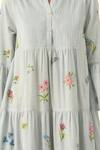 Shop_Payal Pratap_Blue Cotton Embroidery V-neck Corymbifera Dress _Online_at_Aza_Fashions