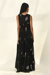 Shop_Payal Pratap_Black Cotton, Silk Embroidery Round Neck Glabrifolia Dress _at_Aza_Fashions