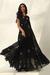 Payal Pratap_Black Cotton, Silk Embroidery Round Neck Glabrifolia Dress _at_Aza_Fashions