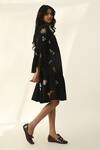 Shop_Payal Pratap_Black Handloom Cotton Embroidery V-neck Elina Tiered Short Dress _Online_at_Aza_Fashions