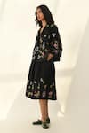 Buy_Payal Pratap_Black Viscose, Linen Embroidery Round Neck Stellata Cross Stitch Jacket _Online_at_Aza_Fashions