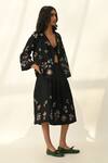 Shop_Payal Pratap_Black Viscose, Linen Embroidery Round Neck Stellata Cross Stitch Jacket _Online_at_Aza_Fashions
