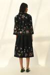 Shop_Payal Pratap_Black Viscose, Linen Embroidery Round Neck Stellata Cross Stitch Jacket _at_Aza_Fashions