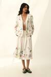 Buy_Payal Pratap_Beige Viscose, Linen Embroidery Round Neck Stellata Cross Stitch Jacket _at_Aza_Fashions