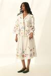 Buy_Payal Pratap_Beige Viscose, Linen Embroidery Round Neck Stellata Cross Stitch Jacket _Online_at_Aza_Fashions