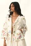 Shop_Payal Pratap_Beige Viscose, Linen Embroidery Round Neck Stellata Cross Stitch Jacket _Online_at_Aza_Fashions