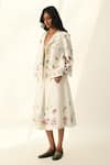 Buy_Payal Pratap_Beige Viscose, Linen Embroidery Bellinda Pleated Skirt _Online_at_Aza_Fashions