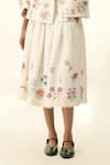 Shop_Payal Pratap_Beige Viscose, Linen Embroidery Bellinda Pleated Skirt _Online_at_Aza_Fashions