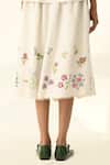 Payal Pratap_Beige Viscose, Linen Embroidery Bellinda Pleated Skirt _at_Aza_Fashions