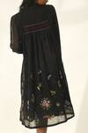 Payal Pratap_Black Cotton, Silk Embroidery V-neck Cross-stitch Tunic Dress _Online_at_Aza_Fashions