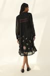 Shop_Payal Pratap_Black Cotton, Silk Embroidery V-neck Cross-stitch Tunic Dress _at_Aza_Fashions