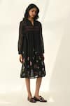 Buy_Payal Pratap_Black Cotton, Silk Embroidery V-neck Cross-stitch Tunic Dress 