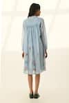 Shop_Payal Pratap_Blue Cotton, Silk Embroidery V-neck Flowy Tunic Dress With _at_Aza_Fashions