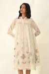 Shop_Payal Pratap_Ivory Cotton Embroidery Silk Tunic Dress _Online_at_Aza_Fashions