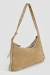Shop_Perona_Beige Studs Cow Suede Designer Bag _at_Aza_Fashions