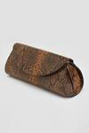 PERONA_Brown Darcy Mini Python Print Clutch _Online_at_Aza_Fashions