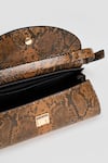 Buy_PERONA_Brown Darcy Mini Python Print Clutch _Online_at_Aza_Fashions