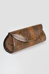 Shop_PERONA_Brown Darcy Mini Python Print Clutch _Online_at_Aza_Fashions