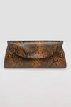 Shop_PERONA_Brown Darcy Mini Python Print Clutch _at_Aza_Fashions