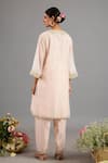 Saina Kapoor_Peach Chanderi, Organza Sequins, Embroidery Round Neck Pink Kurta Set _Online_at_Aza_Fashions