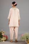 Shop_Saina Kapoor_Peach Chanderi, Organza Sequins, Embroidery Round Neck Pink Kurta Set _at_Aza_Fashions