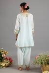 Saina Kapoor_Blue Chanderi, Organza Sequins, Embroidery Round Neck Designer Kurta Set _Online_at_Aza_Fashions