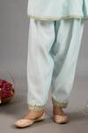 Shop_Saina Kapoor_Blue Chanderi, Organza Sequins, Embroidery Round Neck Designer Kurta Set _Online_at_Aza_Fashions