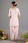 Shop_Saina Kapoor_Pink Chanderi, Organza Sequins, Embroidery Round Neck Baby Kurta Set _at_Aza_Fashions