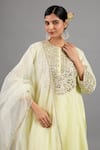 Buy_Saina Kapoor_Yellow Chanderi, Organza Sequins, Embroidery Round Neck Kurta Set With Dupatta _Online_at_Aza_Fashions