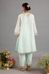 Saina Kapoor_Blue Chanderi, Organza Embroidery Round Neck Designer Ice Kurta Set _Online_at_Aza_Fashions