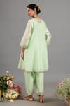 Shop_Saina Kapoor_Green Chanderi, Organza Embroidery Round Neck Designer Kurta Set _at_Aza_Fashions