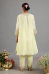 Saina Kapoor_Yellow Chanderi, Organza Embroidery Keyhole Neck Kurta Set _Online_at_Aza_Fashions