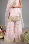 Saina Kapoor_Pink Chanderi, Organza Sequins, Embroidery V-neck Kurta Gharara Set _Online_at_Aza_Fashions