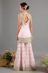 Shop_Saina Kapoor_Pink Chanderi, Organza Sequins, Embroidery V-neck Kurta Gharara Set _at_Aza_Fashions