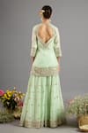 Shop_Saina Kapoor_Green Chanderi, Organza Sequins, Embroidery Round Neck Kurta Sharara Set _at_Aza_Fashions