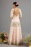 Shop_Saina Kapoor_Peach Chanderi, Organza Sequins, Beads, Embroidery Pink Kurta Sharara Set _at_Aza_Fashions