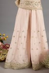 Saina Kapoor_Peach Chanderi, Organza Sequins, Beads, Embroidery Pink Kurta Sharara Set _at_Aza_Fashions