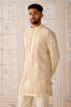 Buy_Shyam Narayan Prasad_Off White Silk, Brocade, Cotton Satin Embroidery, Antique Kurta And Pant Set _at_Aza_Fashions