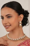Buy_Smars Jewelry_Gold Plated Pearls, Stones Kundan Necklace And Earring Set _at_Aza_Fashions