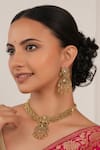 Buy_Smars Jewelry_Gold Plated Zari Kundan Necklace And Earring Set _at_Aza_Fashions