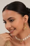 Buy_Smars Jewelry_Gold Plated Pearls Work Necklace And Earring Set _at_Aza_Fashions