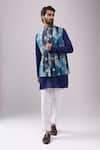 Buy_Spring Break_Navy Satin, Digital Print Kurta Set _at_Aza_Fashions