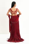 Shop_Aurouss_Red Organza, Satin, Twill, Spandex Embroidery, Beads, Sequins Scoop Lehenga Set _at_Aza_Fashions